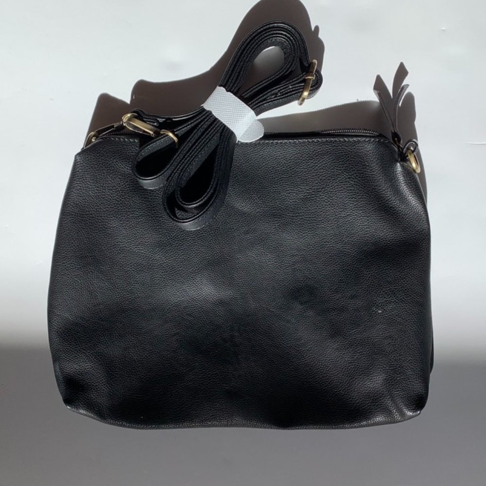 NWOT Joy Susan Black Vegan Leather Crossbody Bag w/ Removable Straps